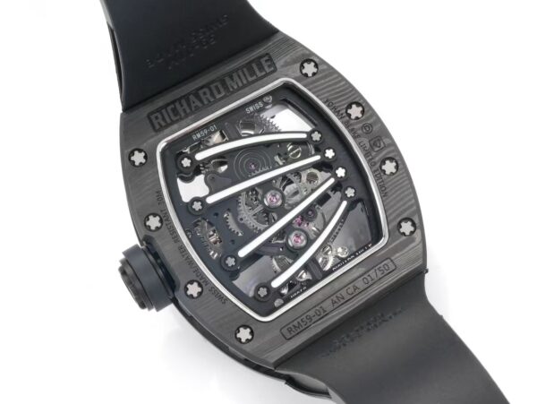 DONG HO RICHARD MILLE RM59 01 CHE TAC VO CARBON DEN MAT SO MAU DEN TOURBILLON 43x50MM 3