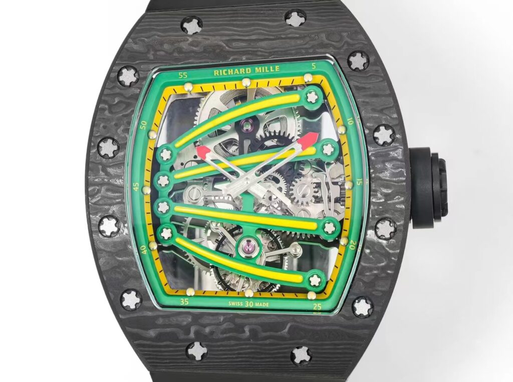 DONG HO RICHARD MILLE RM59 01 REP 11 VO CARBON DEN MAT XANH LA TOURBILLON 43X50MM 9