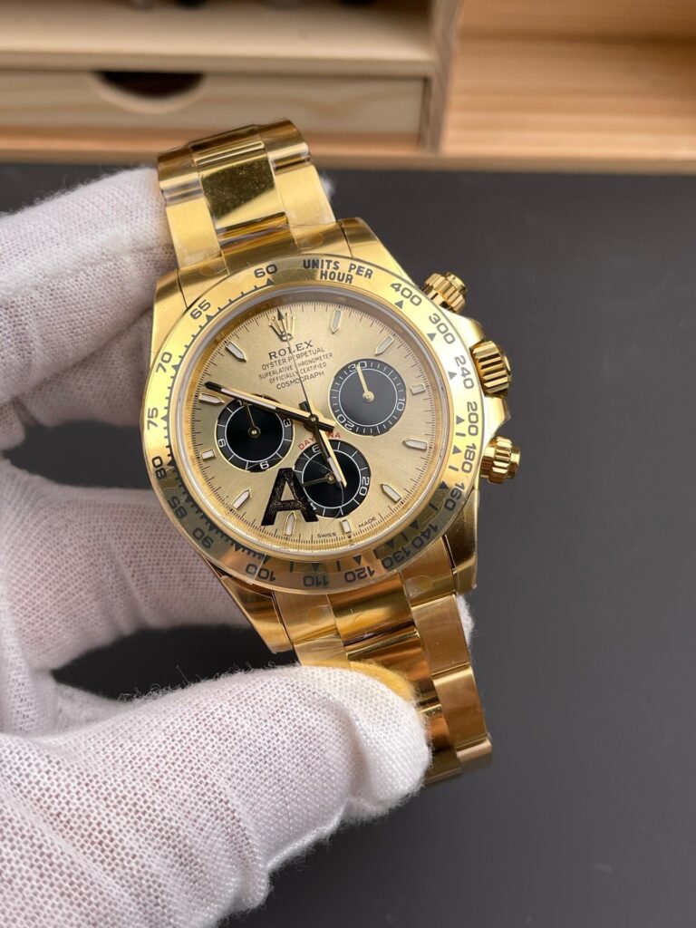 DONG HO ROLEX DAYTONA 126508 0006 BEST REPLICA MA VANG MAT SO MAU VANG 40MM 10