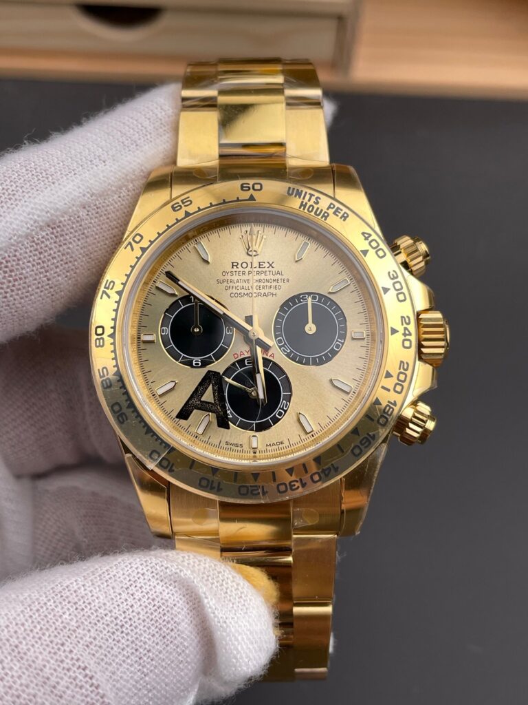 DONG HO ROLEX DAYTONA 126508 0006 BEST REPLICA MA VANG MAT SO MAU VANG 40MM 9