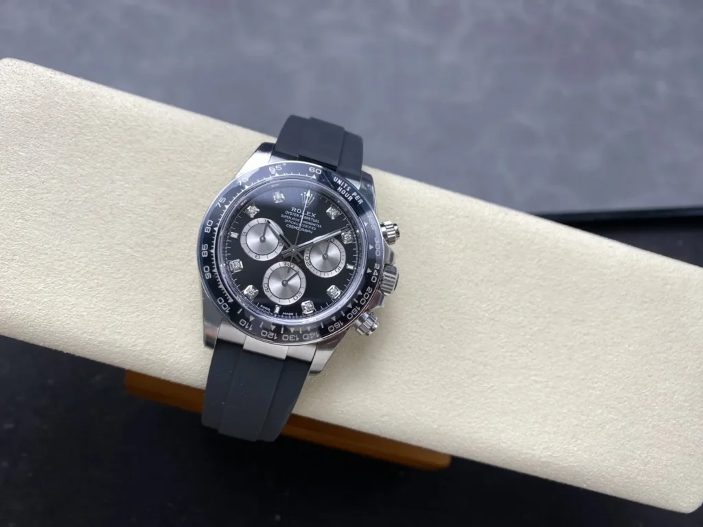 DONG HO ROLEX DAYTONA COSMOGRAPH M126519LN 0004 REPLICA MAT SO DEN COC DINH DA DAY OYSTERFLEX VS FACTORY 40MM 10
