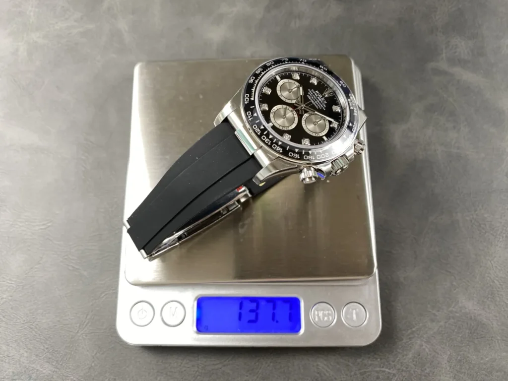 DONG HO ROLEX DAYTONA COSMOGRAPH M126519LN 0004 REPLICA MAT SO DEN COC DINH DA DAY OYSTERFLEX VS FACTORY 40MM 12
