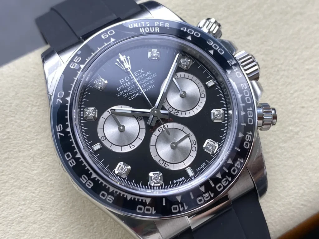 DONG HO ROLEX DAYTONA COSMOGRAPH M126519LN 0004 REPLICA MAT SO DEN COC DINH DA DAY OYSTERFLEX VS FACTORY 40MM 7