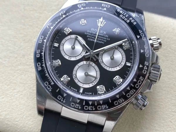 DONG HO ROLEX DAYTONA COSMOGRAPH M126519LN 0004 REPLICA MAT SO DEN COC DINH DA DAY OYSTERFLEX VS FACTORY 40MM 9