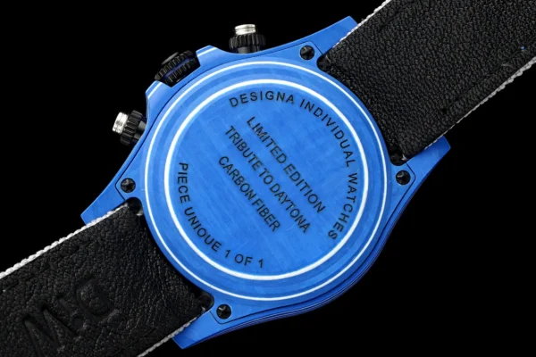 DONG HO ROLEX DIW DAYTONA REPLICA 11 VO CARBON XANH MAT SO XAM DAY VAI DIW FACTORY 40MM 2