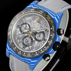 DONG HO ROLEX DIW DAYTONA REPLICA 11 VO CARBON XANH MAT SO XAM DAY VAI DIW FACTORY 40MM 8