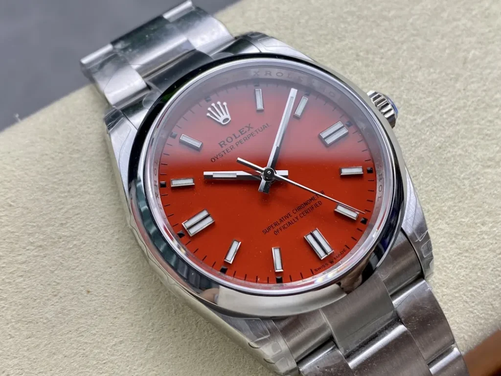 DONG HO ROLEX OYSTER PERPETUAL M124300 0007 REPLICA CAO CAP MAT SO MAU DO VS FACTORY 36MM 6