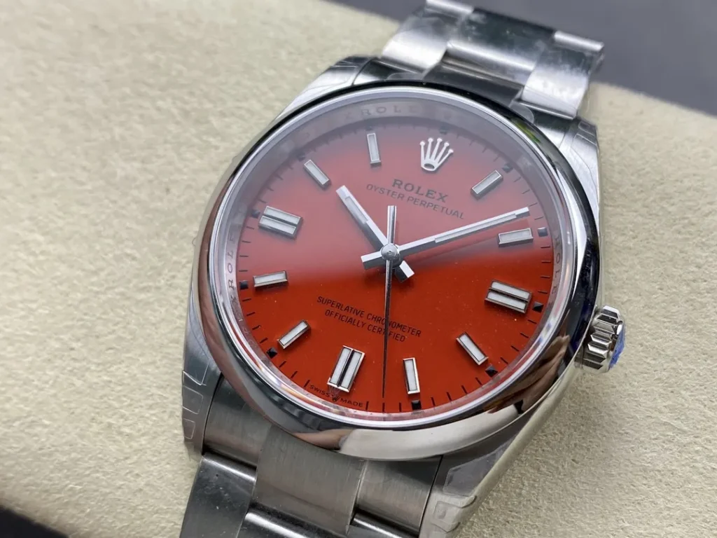 DONG HO ROLEX OYSTER PERPETUAL M124300 0007 REPLICA CAO CAP MAT SO MAU DO VS FACTORY 36MM 7