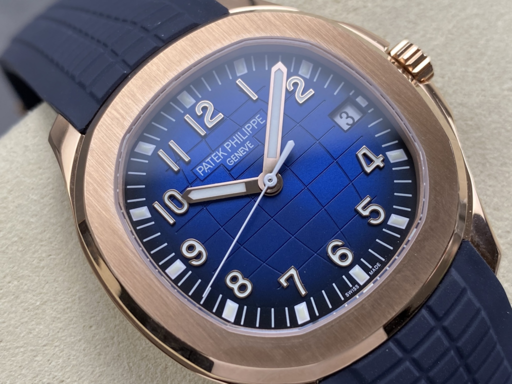 DONG HO PATEK PHILIPPE AQUANAUT 5167 REPLICA MA VANG HONG MAT XANH BLUE TINH CHINH AUTOMATIC 40MM 10