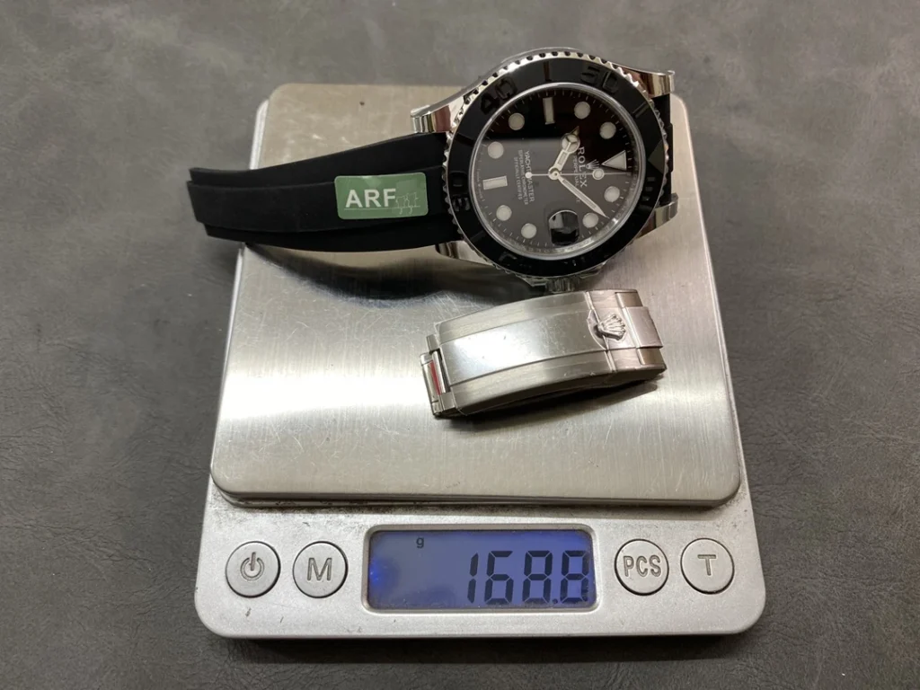 DONG HO ROLEX YACHT MASTER REPLICA 11 TINH CHINH TRONG LUONG BAN THEP MAT DEN CHUAN AUTH AR FACTORY 40MM 1