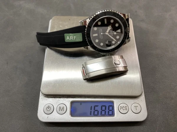 DONG HO ROLEX YACHT MASTER REPLICA 11 TINH CHINH TRONG LUONG BAN THEP MAT DEN CHUAN AUTH AR FACTORY 40MM 1