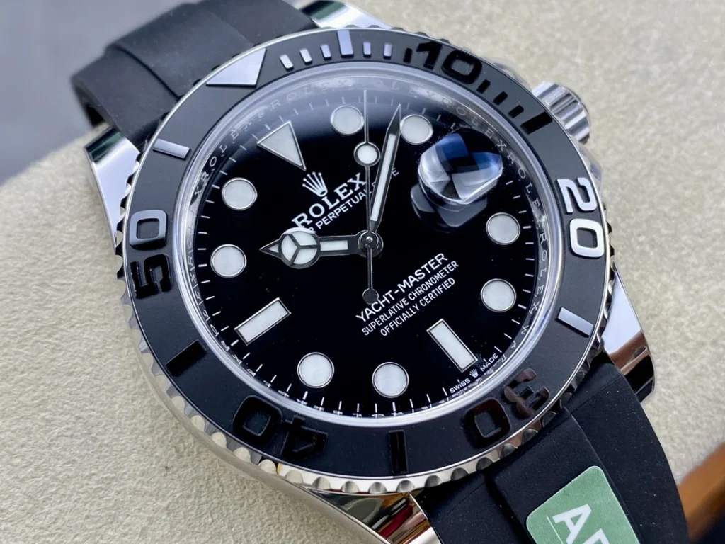 DONG HO ROLEX YACHT MASTER REPLICA 11 TINH CHINH TRONG LUONG BAN THEP MAT DEN CHUAN AUTH AR FACTORY 40MM 8