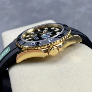 DONG HO ROLEX YACHT MASTER REPLICA TINH CHINH TRONG LUONG BAN MA VANG GOLD MAT DEN CHUAN AUTH AR FACTORY 40MM 4