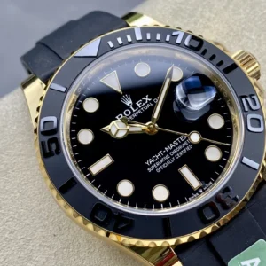 DONG HO ROLEX YACHT MASTER REPLICA TINH CHINH TRONG LUONG BAN MA VANG GOLD MAT DEN CHUAN AUTH AR FACTORY 40MM 6