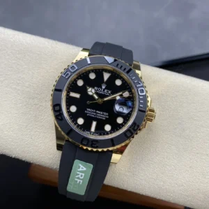 DONG HO ROLEX YACHT MASTER REPLICA TINH CHINH TRONG LUONG BAN MA VANG GOLD MAT DEN CHUAN AUTH AR FACTORY 40MM 8