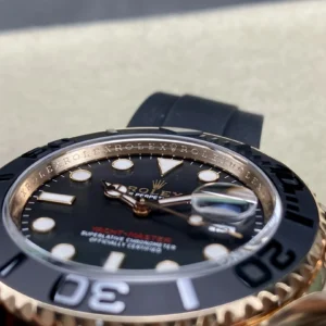 DONG HO ROLEX YACHT MASTER REPLICA TINH CHINH TRONG LUONG BAN MA VANG HONG MAT DEN CHUAN AUTH AR FACTORY 40MM 1