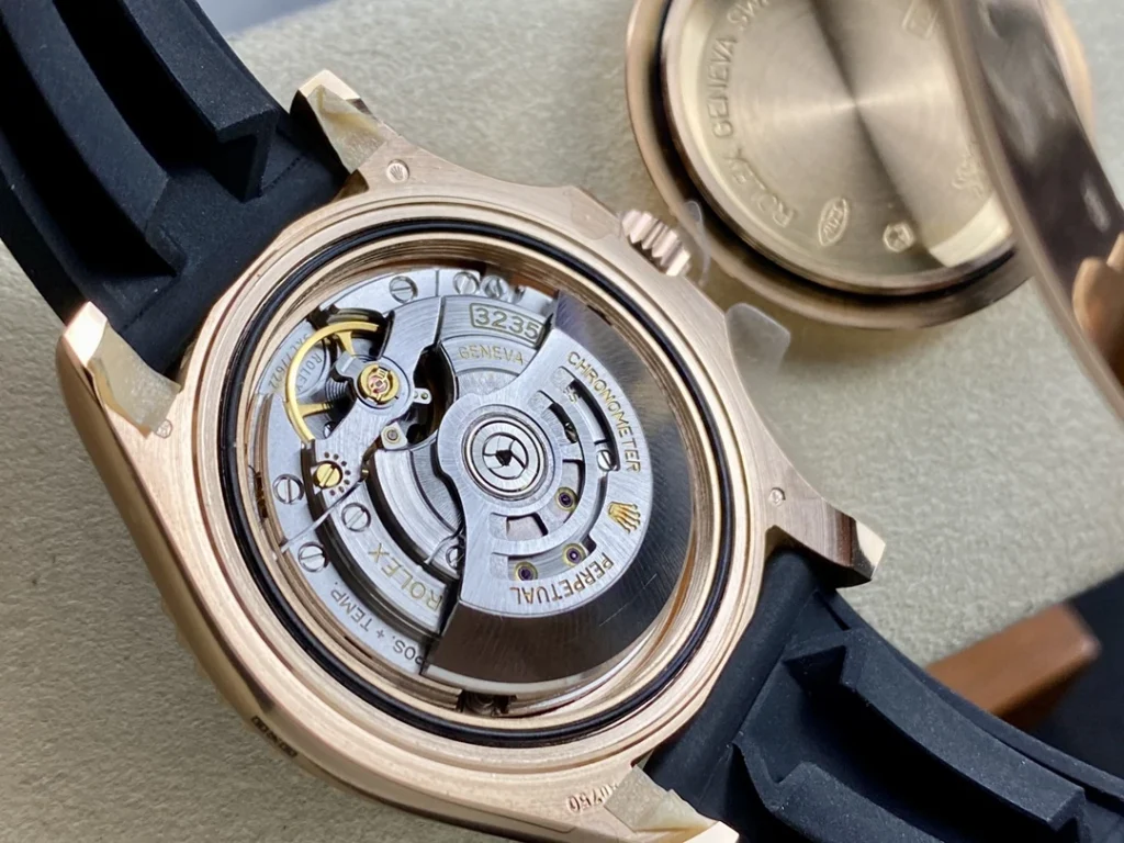 DONG HO ROLEX YACHT MASTER REPLICA TINH CHINH TRONG LUONG BAN MA VANG HONG MAT DEN CHUAN AUTH AR FACTORY 40MM 3