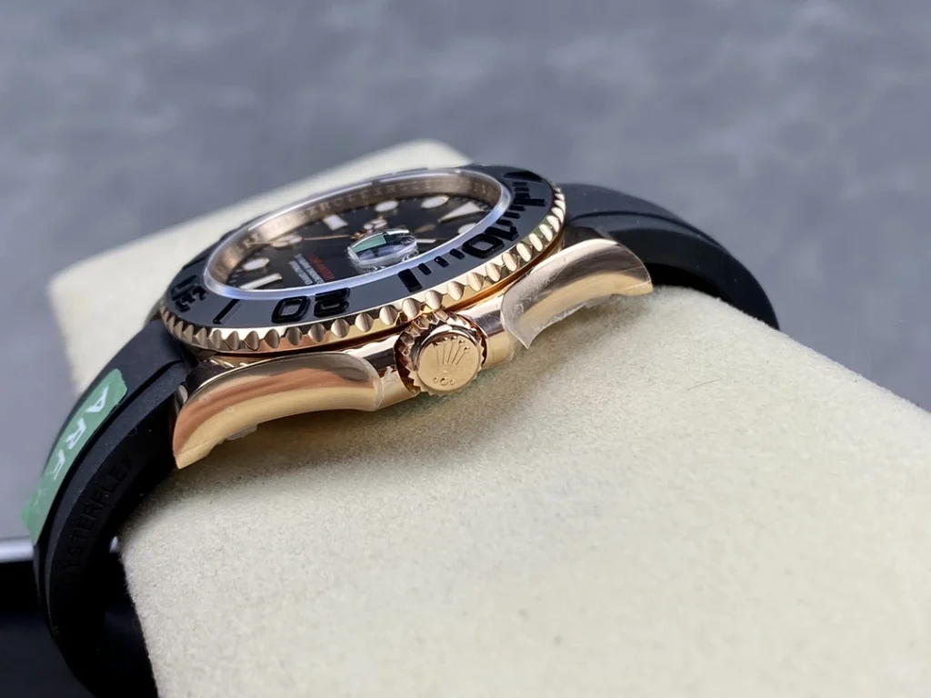 DONG HO ROLEX YACHT MASTER REPLICA TINH CHINH TRONG LUONG BAN MA VANG HONG MAT DEN CHUAN AUTH AR FACTORY 40MM 6