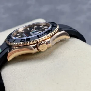 DONG HO ROLEX YACHT MASTER REPLICA TINH CHINH TRONG LUONG BAN MA VANG HONG MAT DEN CHUAN AUTH AR FACTORY 40MM 6