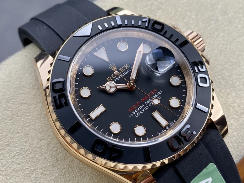 DONG HO ROLEX YACHT MASTER REPLICA TINH CHINH TRONG LUONG BAN MA VANG HONG MAT DEN CHUAN AUTH AR FACTORY 40MM 9